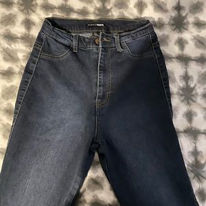 blue denim high waisted jeans